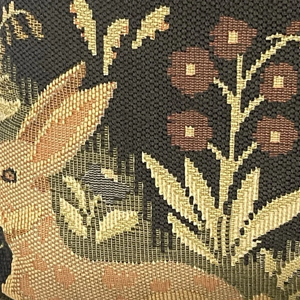Woodland Animals Tapestry Throw Pillow Dog Rabbit Bird Otter Rustic Decor